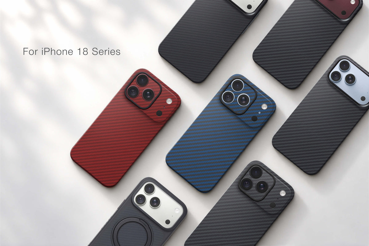 DEFF DURO Arclin Kevlar cases for iPhone 18 series in red, blue and black