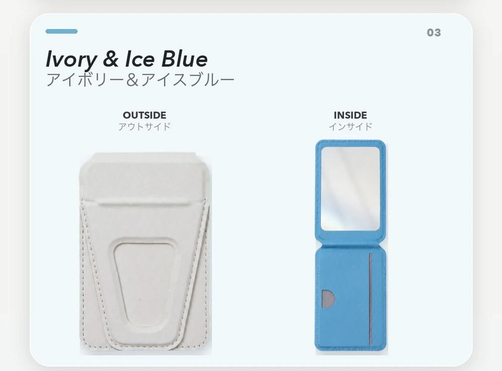 DeFF 4-in-1 QuadFlex Mirror Wallet - Ivory & Ice Blue