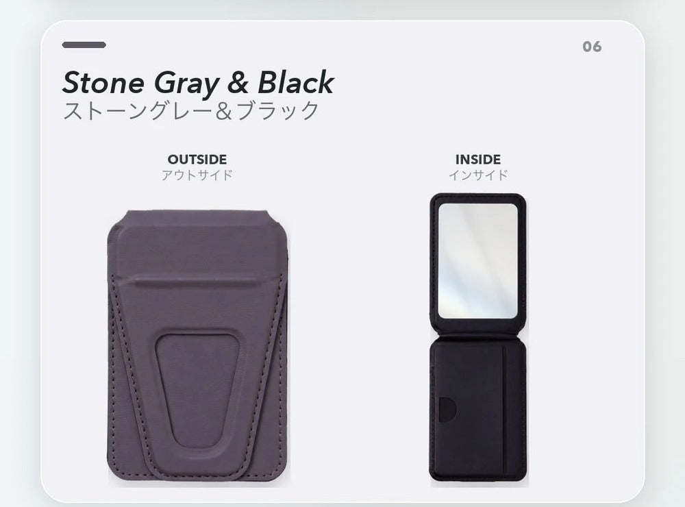 DeFF 4-in-1 QuadFlex Mirror Wallet - Stone Gray & Black